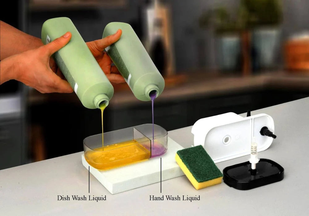 3-in-1 Liquid Soap Dispenser with Sponge Holder (600 ML)