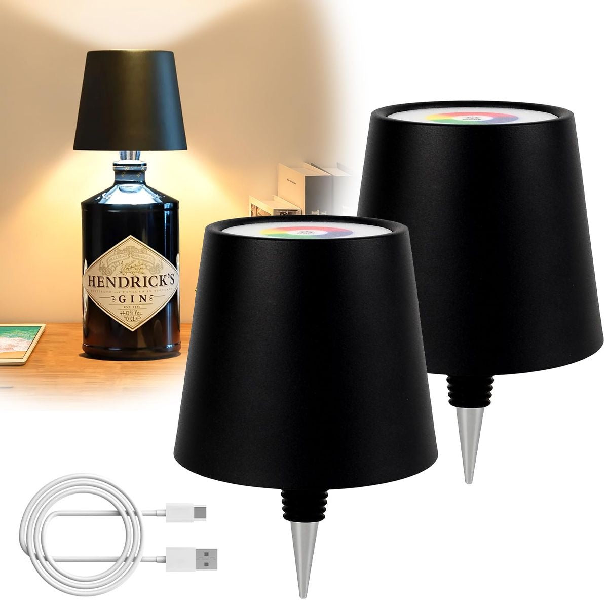Wireless RGB Bottle Lamp – Rechargeable Touch Control LED Table Light
