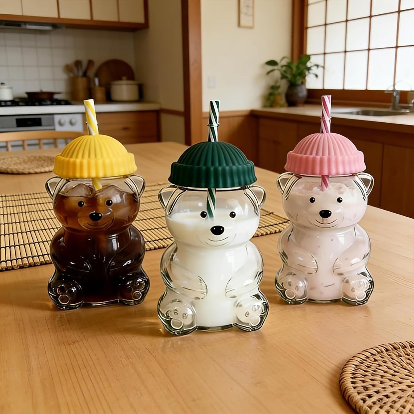 Cute Panda Jar Tumbler Cup with Straw