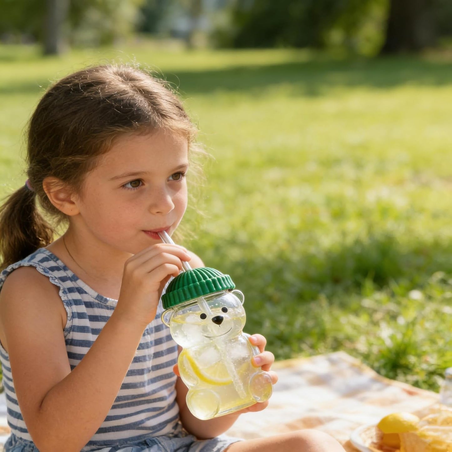 Cute Panda Jar Tumbler Cup with Straw