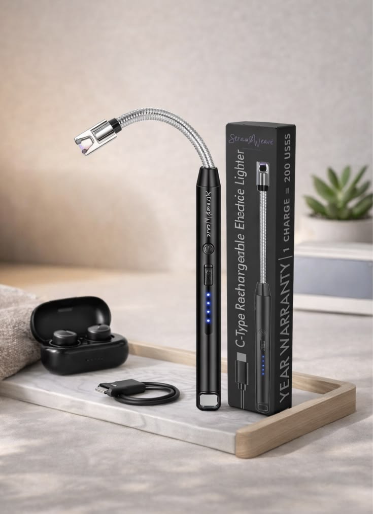 USB Rechargeable Electric Gas Lighter with Charging Cable